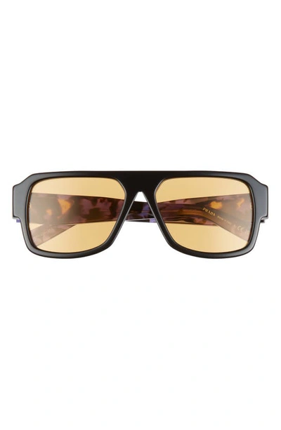 Shop Prada 56mm Pilot Sunglasses In Black
