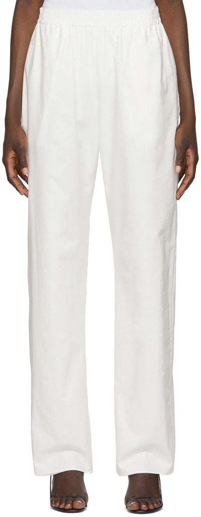 The Row Mercedes Straight-leg Cotton Voile Pull-on Pants In Ivory 
