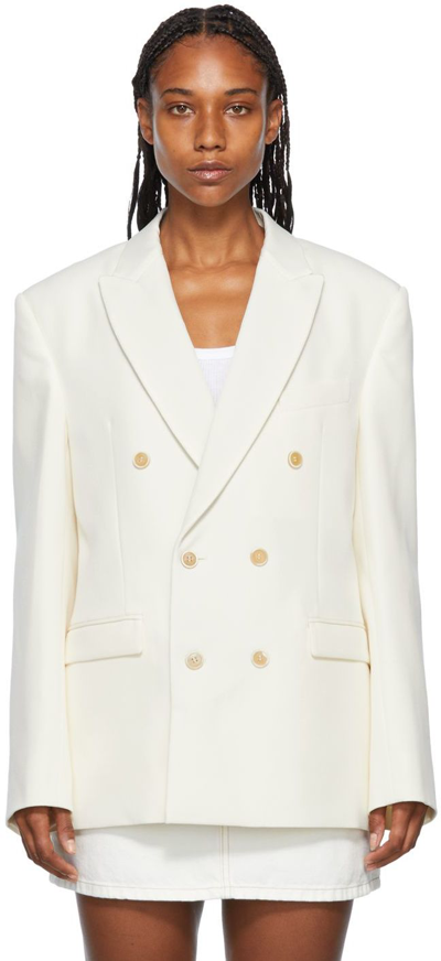 Shop Wardrobe.nyc Off-white Double-breasted Blazer In Off White