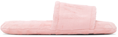Shop Versace Pink Logo Slippers In 5p410