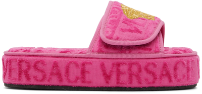 Shop Versace Pink Medusa Platform Slippers In Z4582 Fuxia