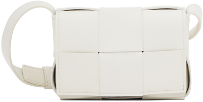 Shop Bottega Veneta White Cassette Shoulder Bag In 9009 White/gold