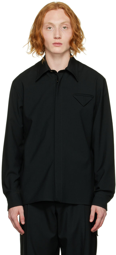 Shop Bottega Veneta Black Wool Shirt In 1001 Black