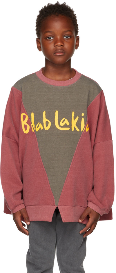 Shop Blablakia Kids Burgundy & Gray Logo Sweatshirt In Burgundy/grey