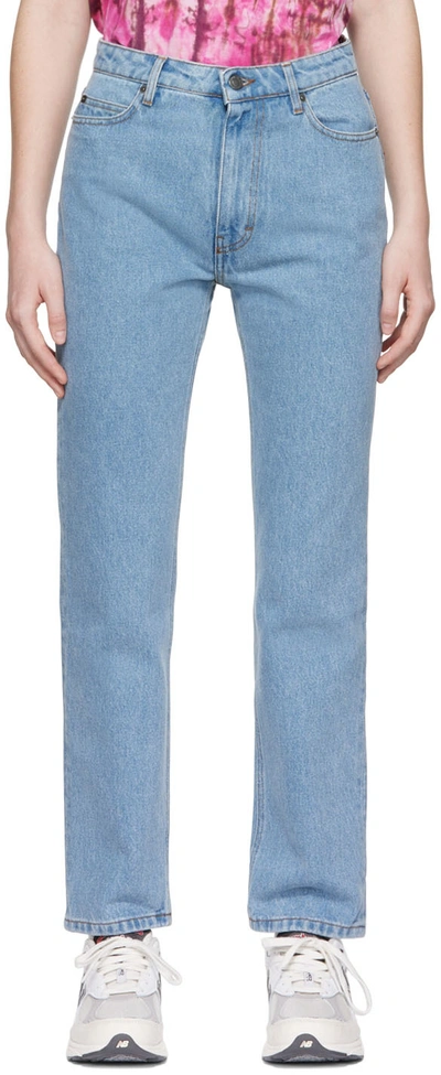 Shop Ami Alexandre Mattiussi Blue Straight-fit Jeans In 448 Bleu Javel