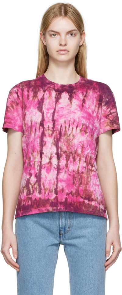 Shop Ami Alexandre Mattiussi Pink Cotton T-shirt In 654 Pink/white