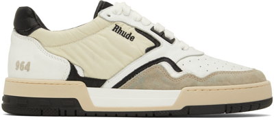Shop Rhude Ssense Exclusive Beige Racing Sneakers In White/black/beige