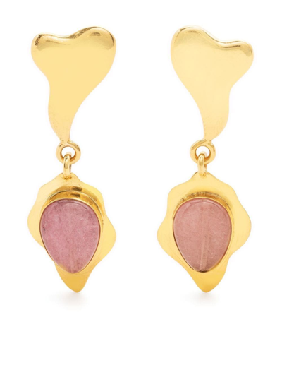 Shop Liya Love Drop Earrings In Gold