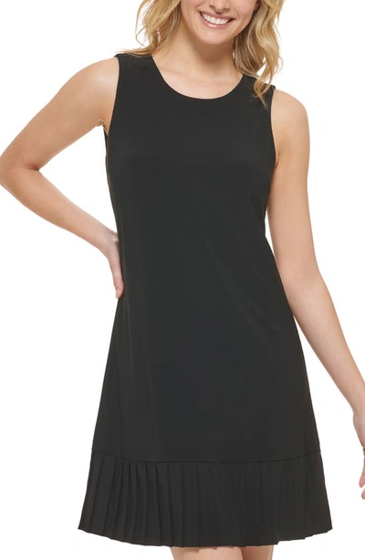 Shop Tommy Hilfiger Sleeveless Pleated Hem Dress In Black