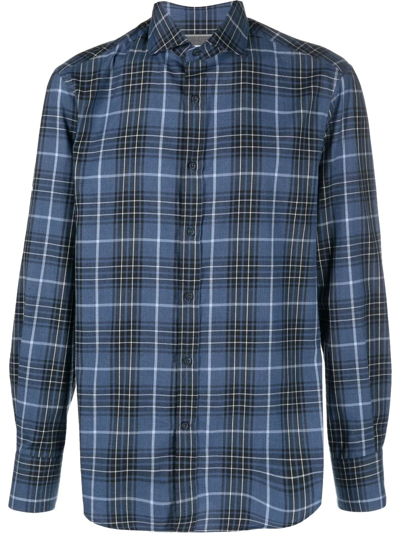 Shop Brunello Cucinelli Check Button-down Shirt In Blue