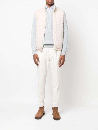 Brunello Cucinelli Zipped Padded Gilet In Neutrals