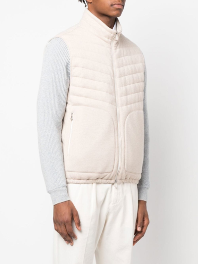 Brunello Cucinelli Zipped Padded Gilet In Neutrals