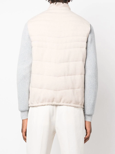 Brunello Cucinelli Zipped Padded Gilet In Neutrals