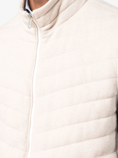 Brunello Cucinelli Zipped Padded Gilet In Neutrals