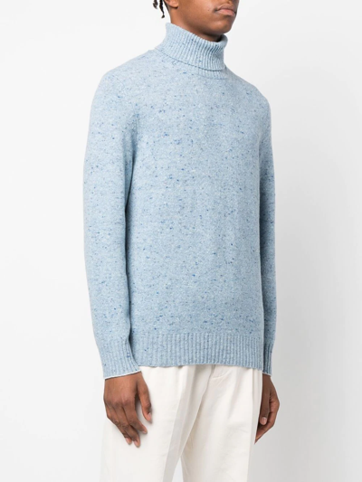 Brunello Cucinelli Roll-neck Knit Jumper In Blue
