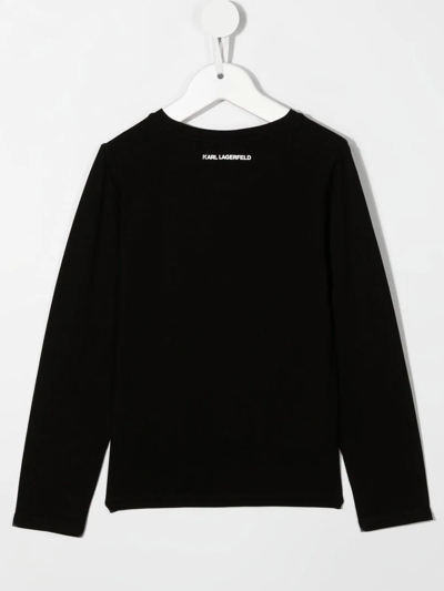 Shop Karl Lagerfeld Graphic-print Long-sleeve T-shirt In Black