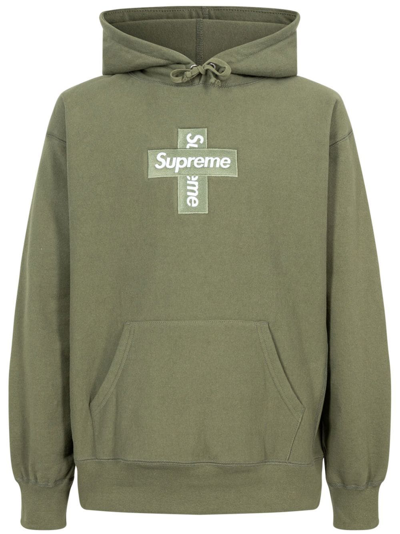 Supreme Cross Box Logo Hoodie In Green   ModeSens