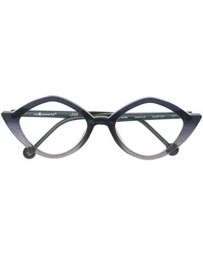 L.a. Eyeworks Gradient-effect Round-frame Glasses In Blue