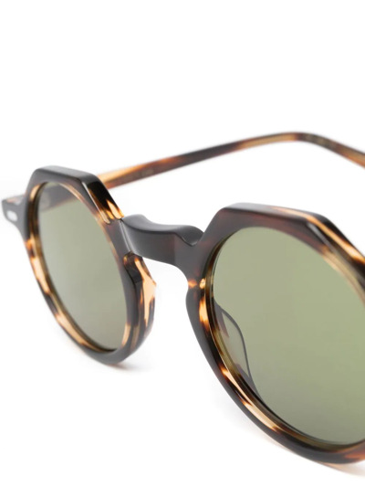 Lesca Tortoise Round-frame Sunglasses In Brown
