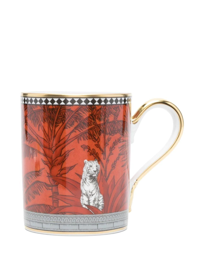 Ginori 1735 Printed Ceramic Mug With Lid In Red