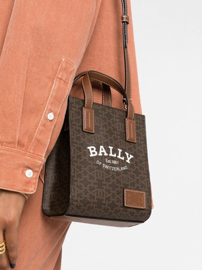 Shop Bally Crystalia B-monogram Print Shoulder Bag In Brown
