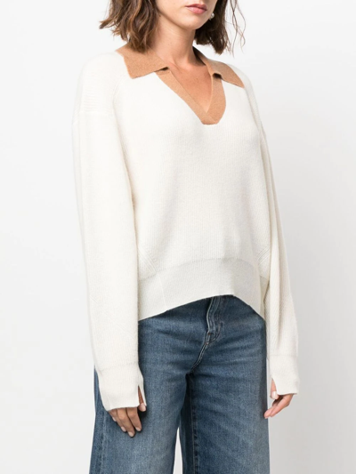 Rag & Bone Collared Cashmere Jumper In White