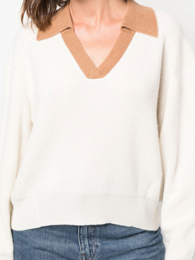 Rag & Bone Collared Cashmere Jumper In White