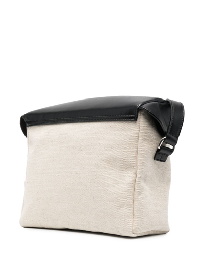 Shop Jil Sander Embossed-logo Two-tone Shoulder Bag In Neutrals