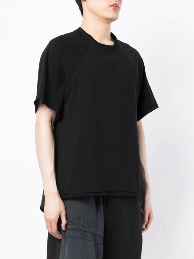 Shop By Walid Patchwork Curved-hem T-shirt In Black