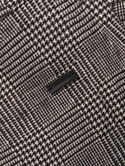 Saint Laurent Black And White Check-patterned Skinny Trousers In Black