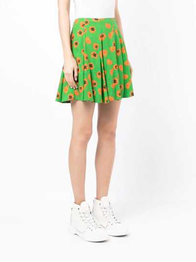 Shop Kenzo Poppy-print Skater Skirt In Pink
