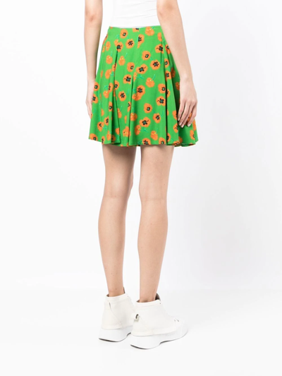Shop Kenzo Poppy-print Skater Skirt In Pink