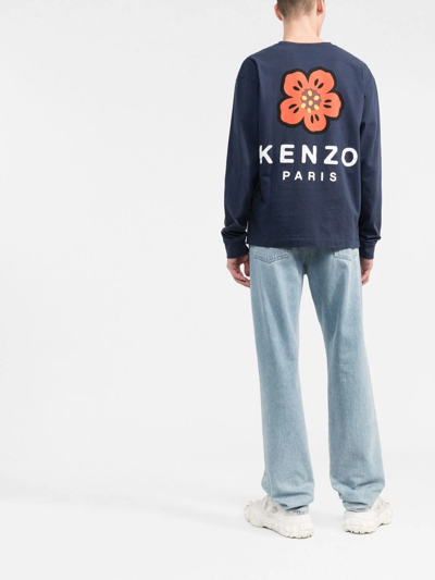 Shop Kenzo Boke Flower Long-sleeve T-shirt In Blue