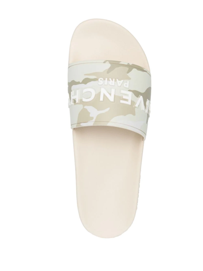 Shop Givenchy Camouflage-pattern Logo-print Slides In Neutrals