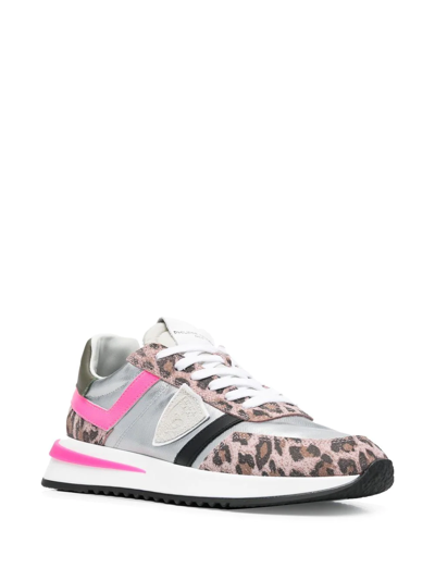 Philippe Model Leopard-print Lace-up Trainers In Grey