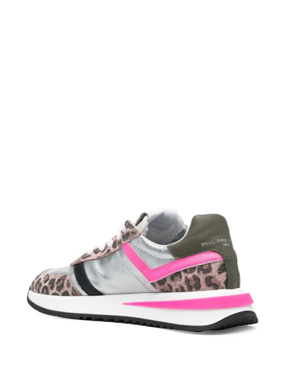Philippe Model Leopard-print Lace-up Trainers In Grey