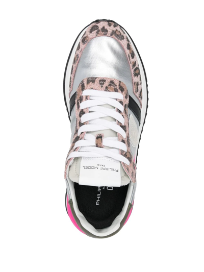 Philippe Model Leopard-print Lace-up Trainers In Grey