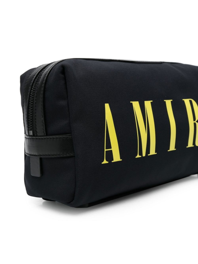 Shop Amiri Logo-print Wash Bag In Black