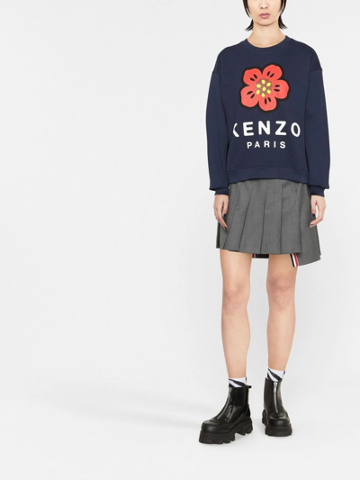 Shop Kenzo Boke Flower Logo-print Sweatshirt In Blue