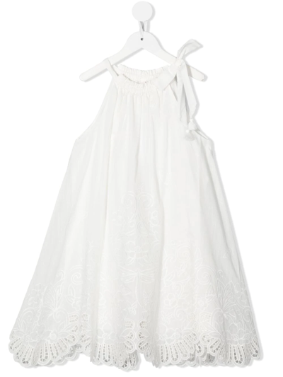 Shop Zimmermann Embroidered Flared Dress In White