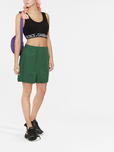 Dolce & Gabbana Dolce Scp Nk Logo Hem Cttn Crop Top Blk In Black