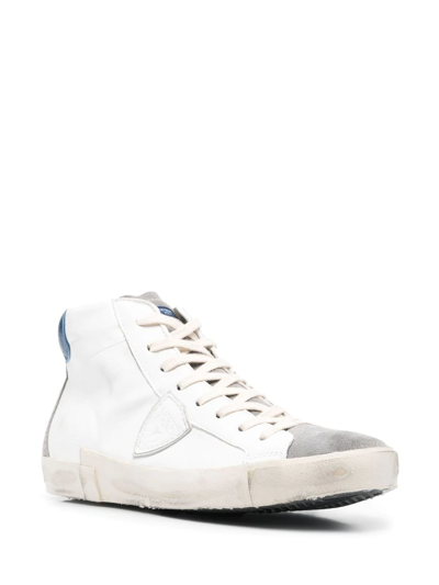 Philippe Model Distressed High-top Trainers In White
