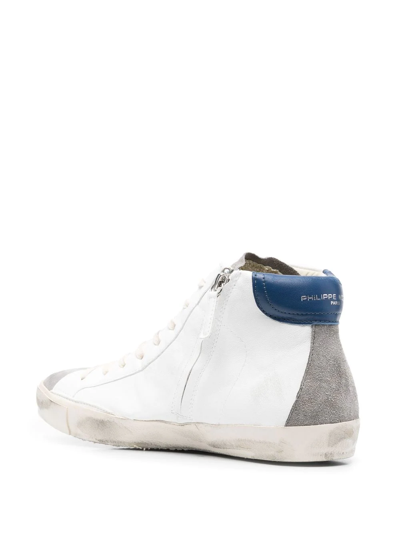 Philippe Model Distressed High-top Trainers In White