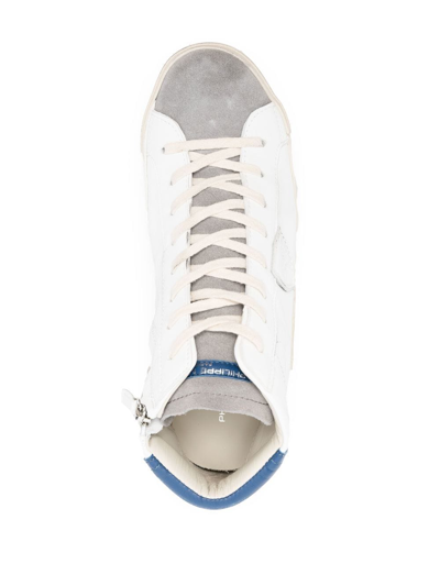 Philippe Model Distressed High-top Trainers In White