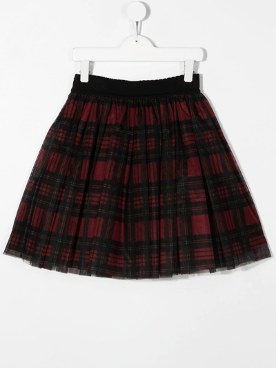 Shop Dolce & Gabbana Tartan-print Flared Skirt In Red