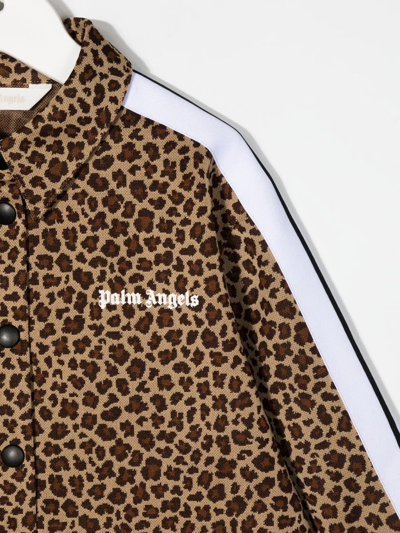 Shop Palm Angels Leopard-print Oversized Shirt In Brown
