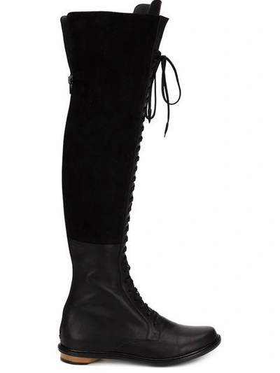 Shop Valas Overknee-stiefel Mit Schnürung In Black