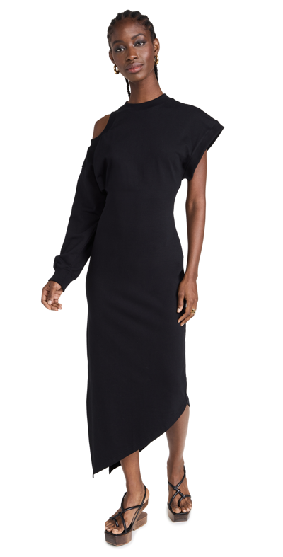 Shop A.w.a.k.e. Asymmetric Dress With Shoulder Cut Out In Black