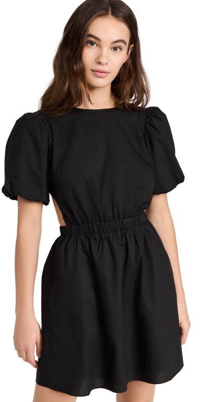 Shop English Factory Cut-out Poplin Mini Dress Black