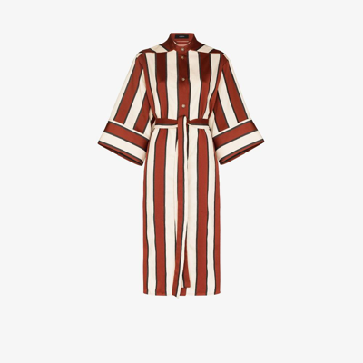 Shop Joseph Neutral Dima Striped Shirt Midi Dress In Neutrals